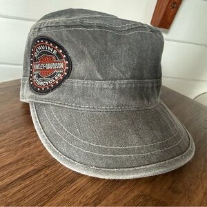 Harley-Davidson Women’s Distressed Gray Cadet Cap Military Style Hat Adjustable
